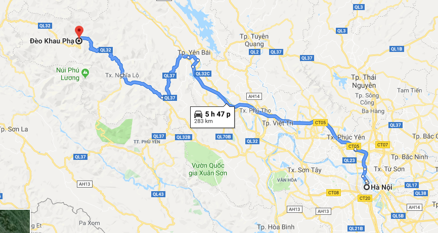 Cung đường đi đèo Khau Phạ từ Hà Nội